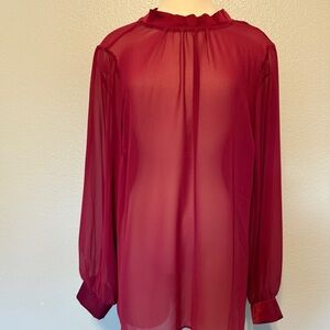 Torrid Burgundy Sheer Blouse‎